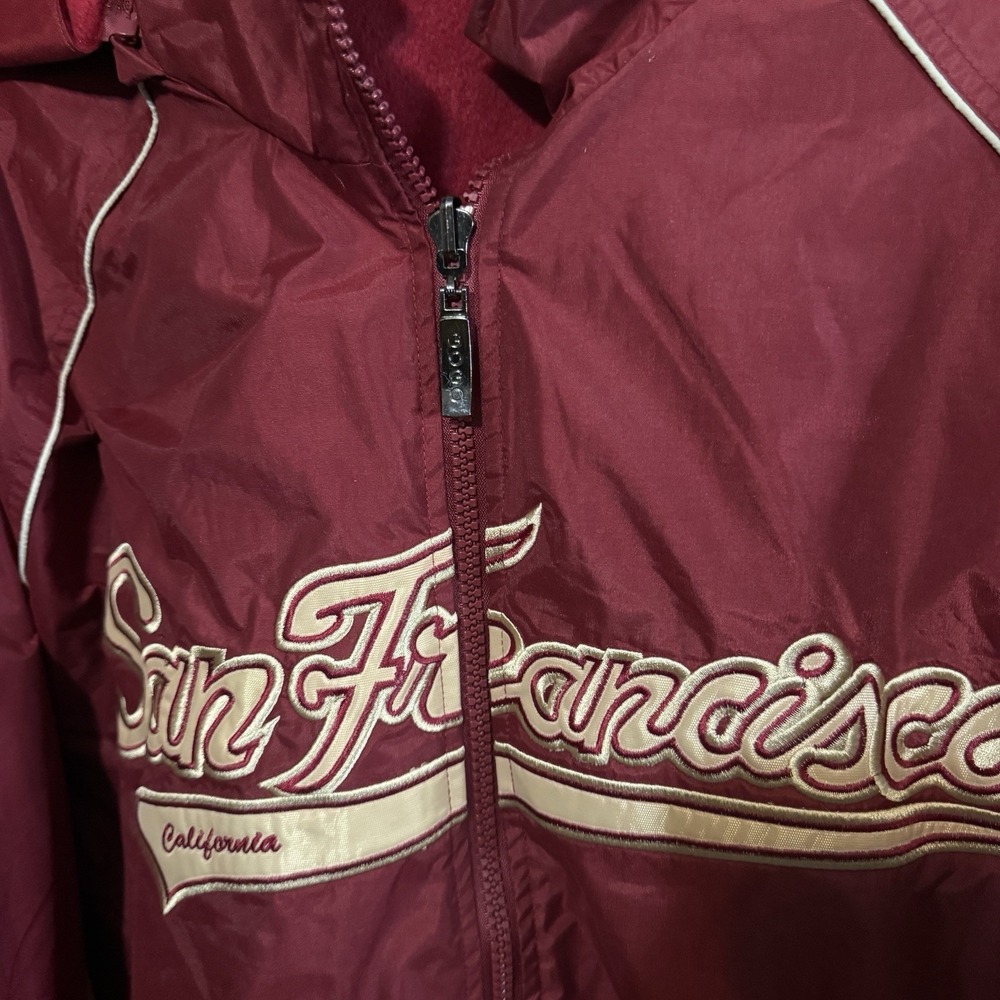 Men's GoGo Fleece Line Jacket San Francisco Full Zip With Detachable Hood Large - Picture 5 of 7